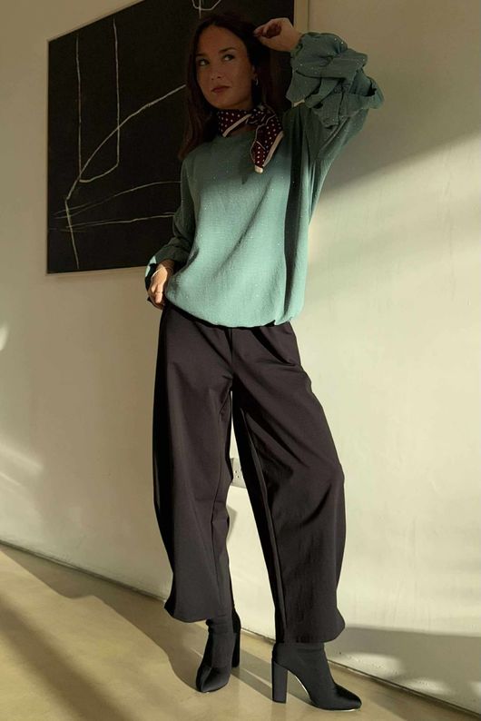 Stella Micro Stud Ruffle Blouse Sage